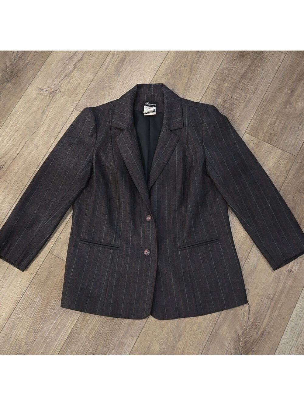 Retro 90's Women's Charcoal Pinstripe Blazer Old Money/Ralphcore Jacket